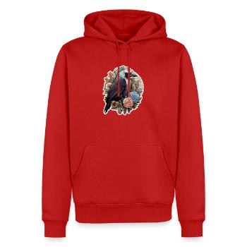 Gothic Rabe Krähe Mystisch Horror Rote Blumen - Männer Premium Bio Hoodie - Rot - Vorne - Nico (187cm)