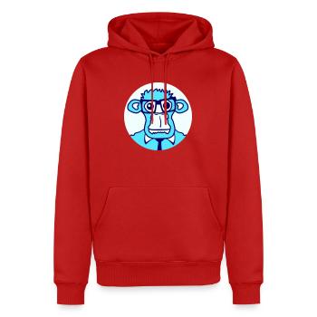 Schlauer Nerd Affe Kopf Hornbrille Geek Gesicht - Männer Premium Bio Hoodie - Rot - Vorne - Nico (187cm)