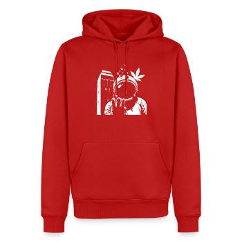 Austronaut Wasserturm und Hanf Weiß Transparent - Männer Premium Bio Hoodie - Rot - Vorne - Nico (187cm)