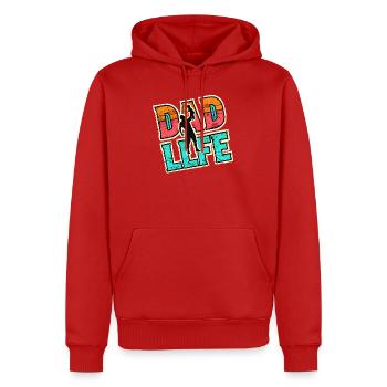 Vie de papa, cadeau des pères - Sweat à capuche Premium bio Homme - rouge - Devant - Nico (187cm)