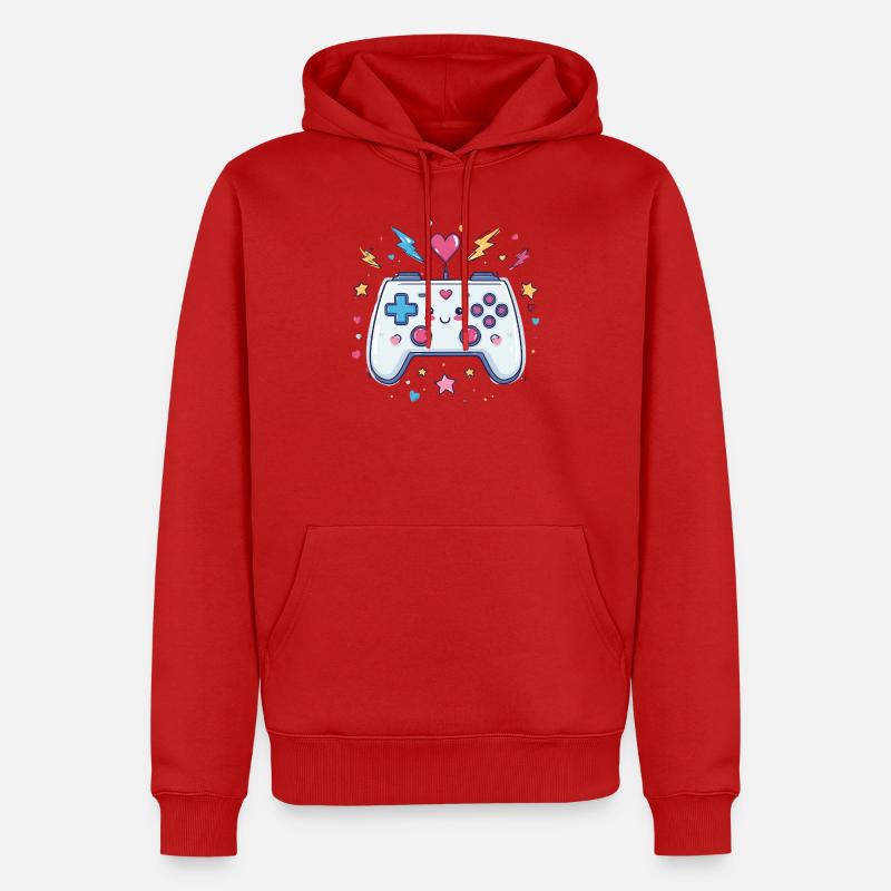 Herzcontroller Doodle Pixel Pop - Männer Premium Bio Hoodie - Rot