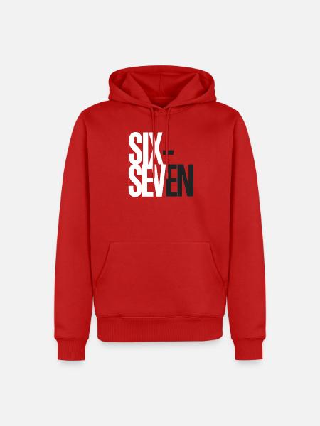 Sechs- und Sieben-Überlappungstypografie - Männer Premium Bio Hoodie - Rot