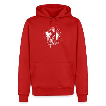 Clean floorball artwork for floorball - Men’s Premium Organic Hoodie - red - Front - Nico (187cm)