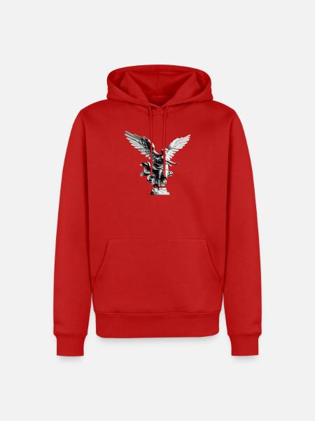 Engelstatue Schwarzweiß Eleganz - Männer Premium Bio Hoodie - Rot