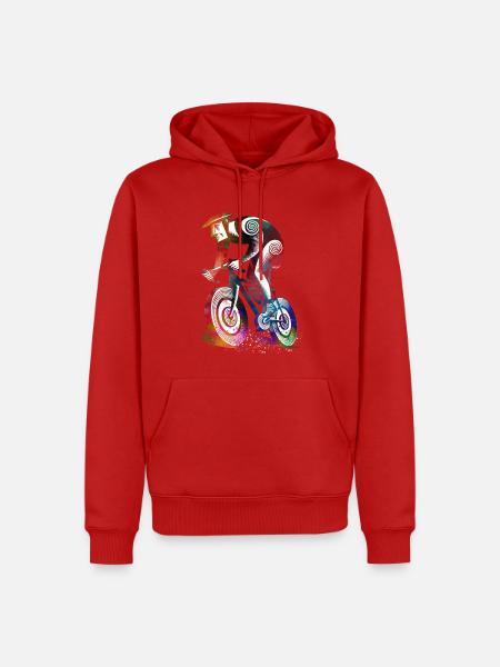 Bunter Radfahrer im Strudel - Männer Premium Bio Hoodie - Rot