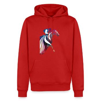 Buntes Pferd mit Reiter - Männer Premium Bio Hoodie - Rot - Vorne - Nico (187cm)