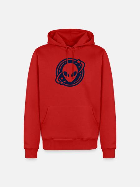 Alien Kopf Weltraum Logo - Männer Premium Bio Hoodie - Rot