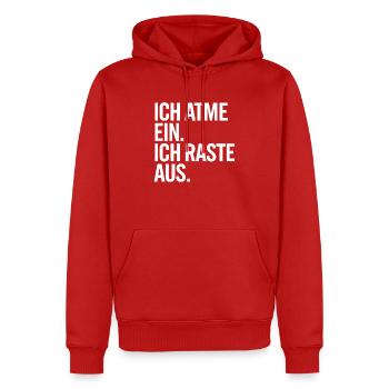 Ich atme ein, Ich raste aus - Männer Premium Bio Hoodie - Rot - Vorne - Nico (187cm)