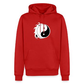 Ying YangWeiß - Männer Premium Bio Hoodie - Rot - Vorne - Nico (187cm)