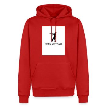 Ich bin nicht Müde! - Männer Premium Bio Hoodie - Rot - Vorne - Nico (187cm)