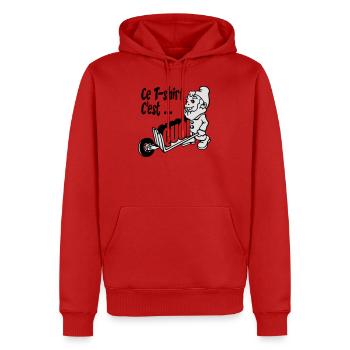 Dwarf wearing what - Men’s Premium Organic Hoodie - red - Front - Nico (187cm)