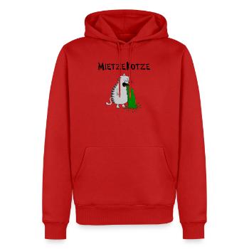 Mietzekatze muss kotzen = MietzeKotze - Männer Premium Bio Hoodie - Rot - Vorne - Nico (187cm)