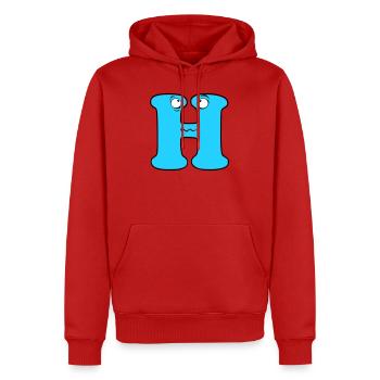 H - Men’s Premium Organic Hoodie - red - Front - Nico (187cm)