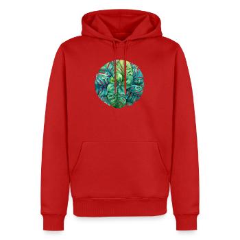 Monstera Mandala - Men’s Premium Organic Hoodie - red - Front - Nico (187cm)