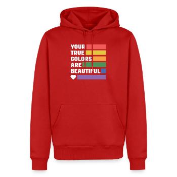 LGBT Pride Month - Your True Colors Are Beautiful - Men’s Premium Organic Hoodie - red - Front - Nico (187cm)