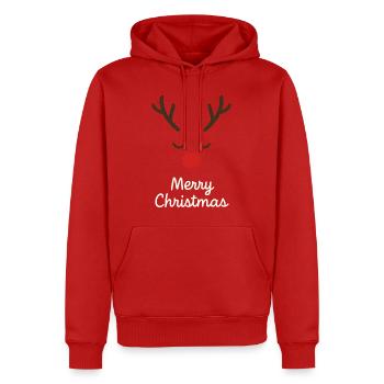 Hirsch Rudolph Frohe Weihnachten - Männer Premium Bio Hoodie - Rot - Vorne - Nico (187cm)