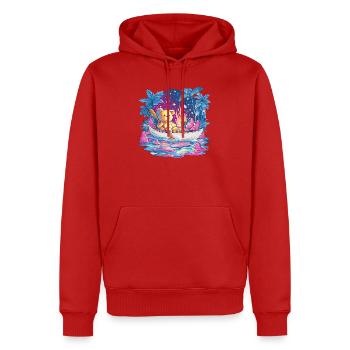 Teddy Boat Dream Under Starry Sky - Men’s Premium Organic Hoodie - red - Front - Nico (187cm)