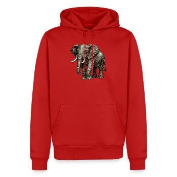 Vintage Elefant Illustration – Kraft & Natur - Männer Premium Bio Hoodie - Rot - Vorne - Nico (187cm)