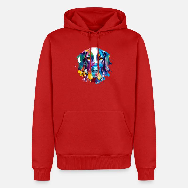 Deutscher Kurzhaar-Pointer GSP Farbenfrohe Hundekunst - Männer Premium Bio Hoodie - Rot