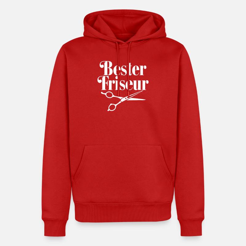 Bester Friseur mit Scheren-Logo - Männer Premium Bio Hoodie - Rot