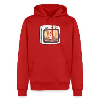 Femme enceinte dans un chignon dans le four – drôle de femme - Sweat à capuche Premium bio Homme - rouge - Devant - Nico (187cm)