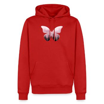Pastell Rosa Schmetterling Wald - Männer Premium Bio Hoodie - Rot - Vorne - Nico (187cm)