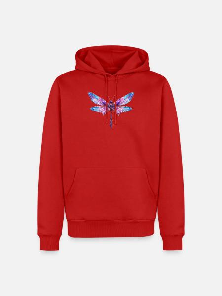 Drachenfliege Farbenspiel - Männer Premium Bio Hoodie - Rot