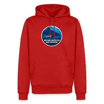 Hat Deutschland überhaupt noch was zu sagen? - Männer Premium Bio Hoodie - Rot - Vorne - Nico (187cm)