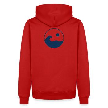 Circle Waves Sun Logo - Sweat à capuche Premium bio Homme - rouge - Dos - Nico (187cm)