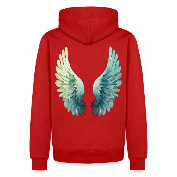 Aqua Pastell Flügel für Gelassenheit - Männer Premium Bio Hoodie - Rot - Hinten - Nico (187cm)
