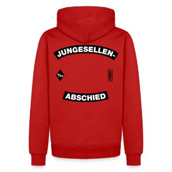 Junggesellenabschied Rahmen (JGA MC-Rocker-Design) - Männer Premium Bio Hoodie - Rot - Hinten - Nico (187cm)