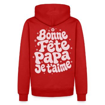 Bonne Fête Papa Je T'aime - Cadeau Fête des Pères - Sweat à capuche Premium bio Homme - rouge - Dos - Nico (187cm)