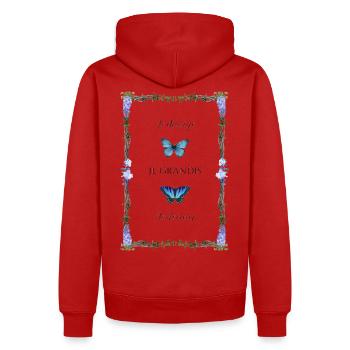 Metamorphose und poetische Blüte - Männer Premium Bio Hoodie - Rot - Hinten - Nico (187cm)