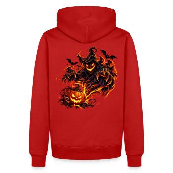 Feuriger Halloween Dämon - Männer Premium Bio Hoodie - Rot - Hinten - Nico (187cm)