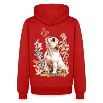 Französische Bulldogge Schmetterling - Männer Premium Bio Hoodie - Rot - Hinten - Nico (187cm)