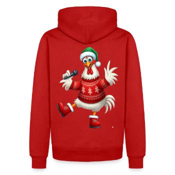 Pull de poule chantante de vacances - Sweat à capuche Premium bio Homme - rouge - Dos - Nico (187cm)