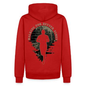 Laufen für bessere Zeiten - Männer Premium Bio Hoodie - Rot - Hinten - Nico (187cm)