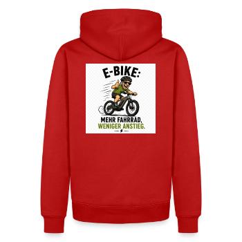 E-Bike Spaß: Mehr Rad, Weniger Anstieg - Männer Premium Bio Hoodie - Rot - Hinten - Nico (187cm)