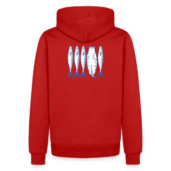 White Cat & Company - Men’s Premium Organic Hoodie - red - Back - Nico (187cm)