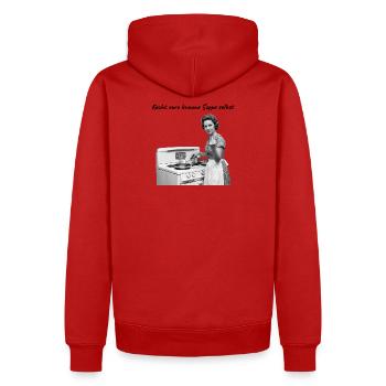Retro Hausfrau Mittelfinger - Rebellisch - FCK AFD - Männer Premium Bio Hoodie - Rot - Hinten - Nico (187cm)