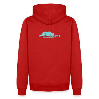 Logo SHS à la monnaie - Sweat à capuche Premium bio Homme - rouge - Dos - Nico (187cm)