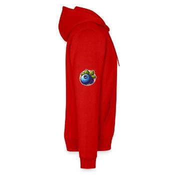 Bleuets Lumineux et Feuilles Vertes - Sweat à capuche Premium bio Homme - rouge - Droite - Nico (187cm)