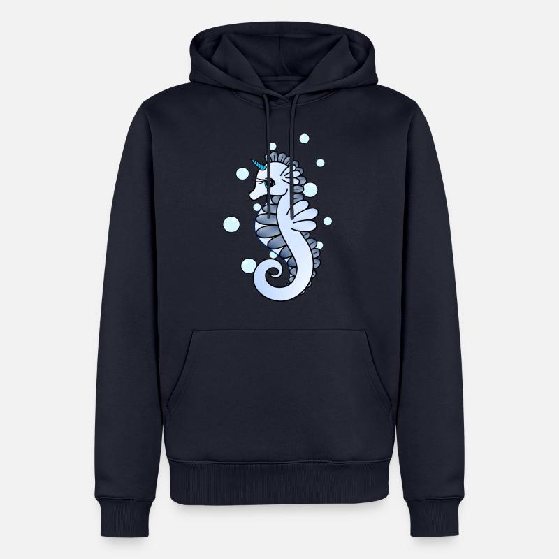 Seepferdchen mit Horn - Männer Premium Bio Hoodie - Navy