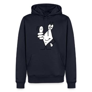pouces vers le haut - Sweat à capuche Premium bio Homme - bleu marine - Devant - Nico (187cm)