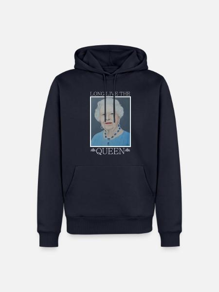 Reine d'Angleterre Elisabeth - Idée cadeau - Sweat à capuche Premium bio Homme - bleu marine