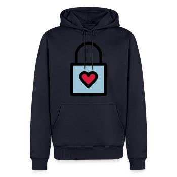 Cadenas, serrure d'amour - Sweat à capuche Premium bio Homme - bleu marine - Devant - Nico (187cm)