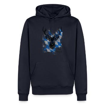 Platz Hirsch - Männer Premium Bio Hoodie - Navy - Vorne - Nico (187cm)