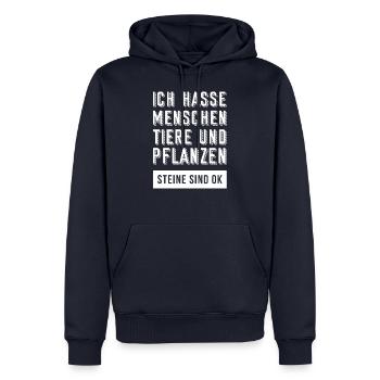 Ich hasse Menchen, Tiere und Pflanzen. - Männer Premium Bio Hoodie - Navy - Vorne - Nico (187cm)