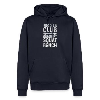 1000lb Club - Männer Premium Bio Hoodie - Navy - Vorne - Nico (187cm)