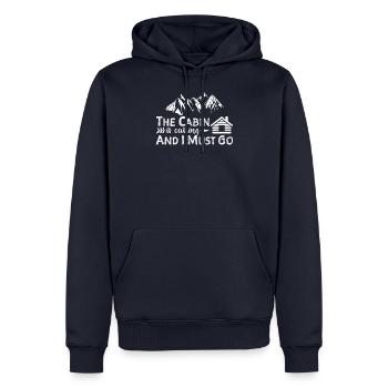 La cabine appelle et je dois y aller - Camping - Sweat à capuche Premium bio Homme - bleu marine - Devant - Nico (187cm)